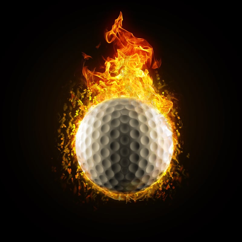 Golf ball on fire